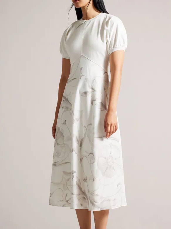 Ted Baker Magylee Midi Dress With Subtle Floral Print